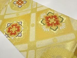 菱に華文・花唐草模様織出し名古屋帯